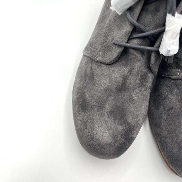 11W 11 WIDE WIDTH Dr Scholls Dakota Gray Microsuede Wedge Ankle Boots Shoes - Picture 4 of 13